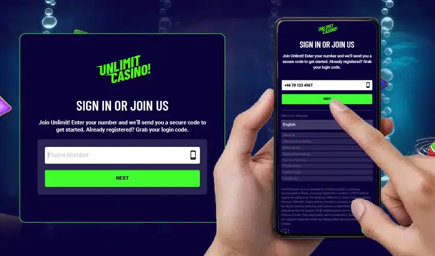Unlimit casino 
Sign in or join us
Join Unlimit! Enter your number and we'll send you a secure code to get started. Already Registered? Grab your login code. Phone number. Next. English. 