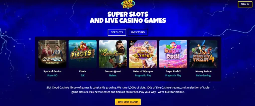 Slotcloud Casino Spelutbud