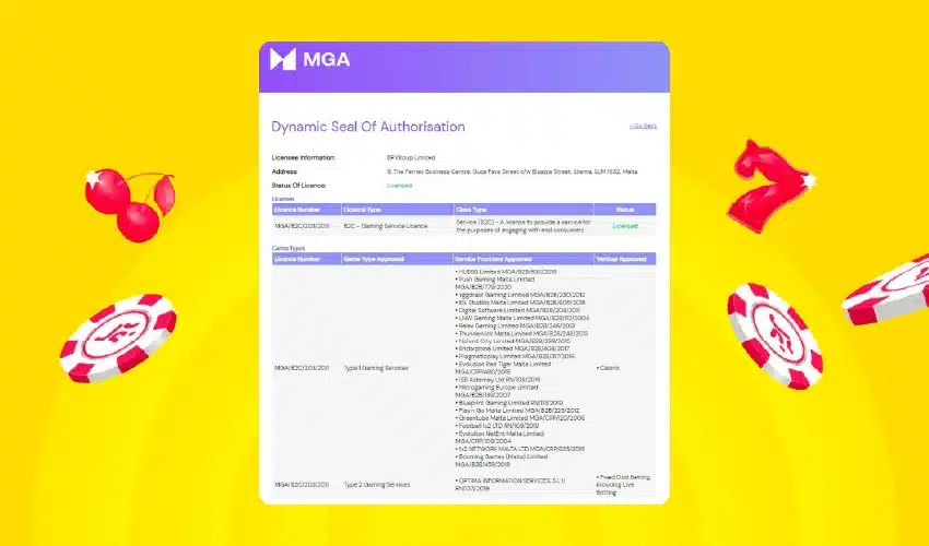 Justspin casino spellicens - MGA Dynamic Seal of Authorisation