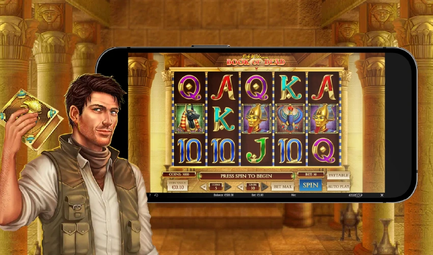 55bet casino på mobilen. Book of dead. Q, A, Q, K, A, K, 10, 10, J, 10, Q. Coins: 5000, press spin to begin, Bet, playtable, bet max, spin, auto play.