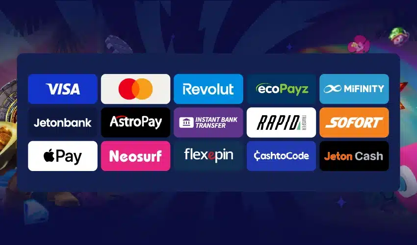 Slotable casino betalningsmetoder. Visa, Revolut, Ecopayz, Mifinity, Jetonbank, Astropay, Instant Bank Transfer, Rapid Transfer, Sofort, Apple pay, Neosurf, Flexepin, Cashtocode, Jeton cash.