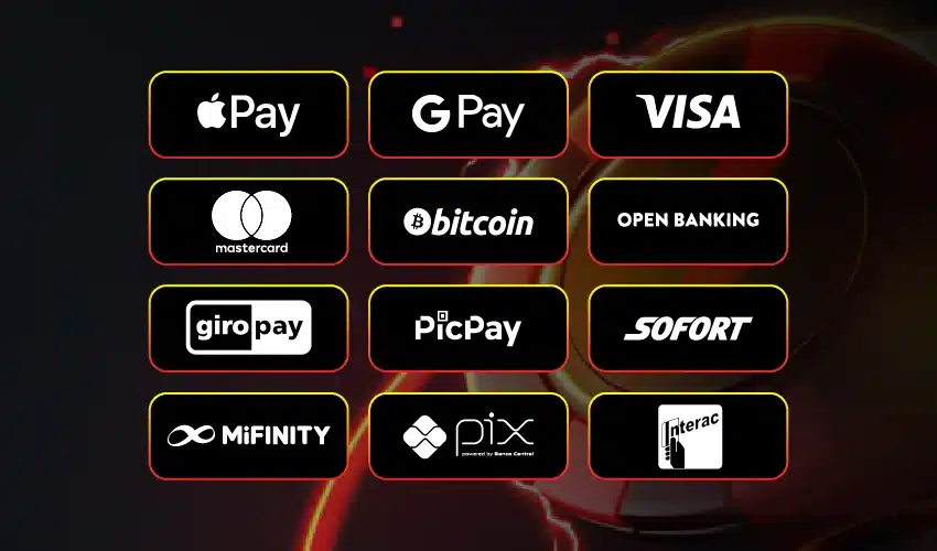 Instant casino betalningsmetoder. Apple pay, Google pay, Visa, Mastercard, Bitcoin, Open Banking, Giropay, Picpay, Sofort, Mifinity, Pix, Interac.